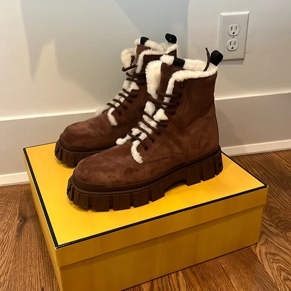 Authentic Fendi Leather Monogram Hiking Boots men size UK5 US6 Fendi | Shoes | Fendi Leather Monogram Hiking Boots | Poshmark main image 4